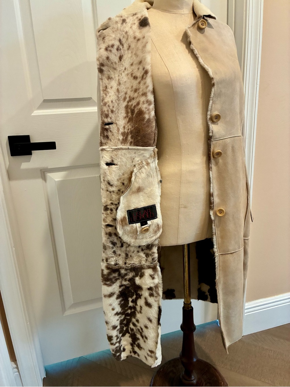 Vintage Oscar Leopold Full Length Shearling Coat Size S